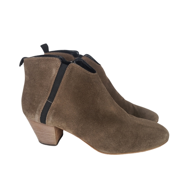 Aquatalia Suede Ankle Boots Side-Zip Booties - Taupe - Picture 2 of 15